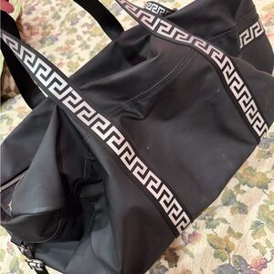 Versace perfume weekender Black Tote Bag with Greek Key Strap